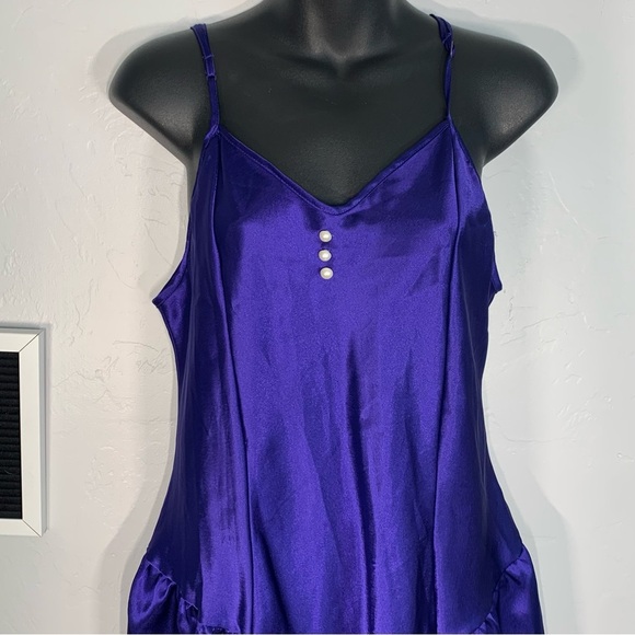 Purple Satin Babydoll Lingerie Dress Chemise Nightwear Sleepwear Size Large - Picture 3 of 9